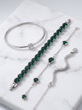 Pulseras Emerald Set Plateada
