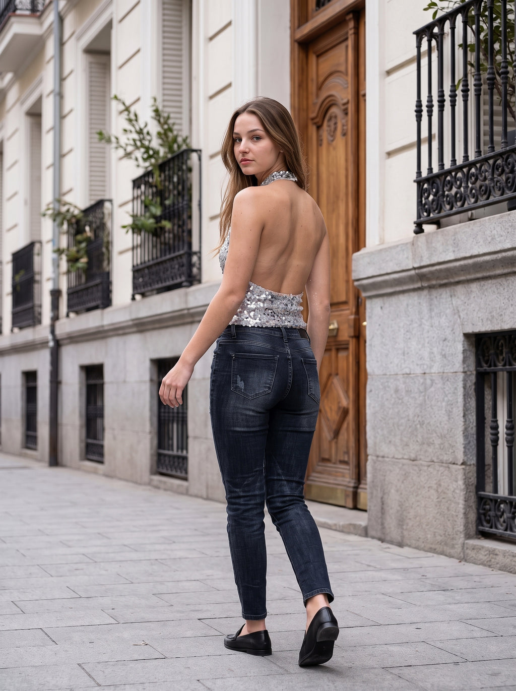 Top Noche Estrellada Plateado