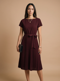 Vestido midi de mujer Win Pleat en granate