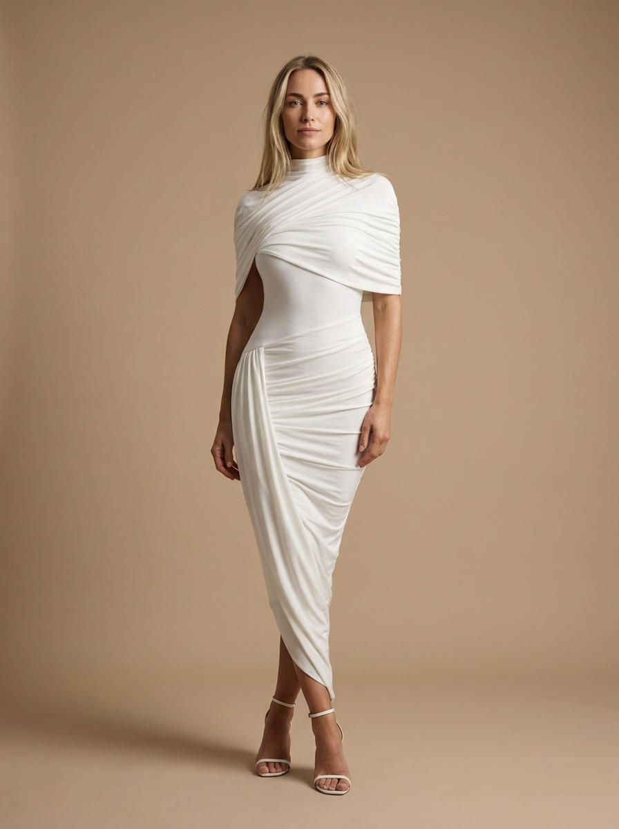 Robe Midi Femme – Golden Drape