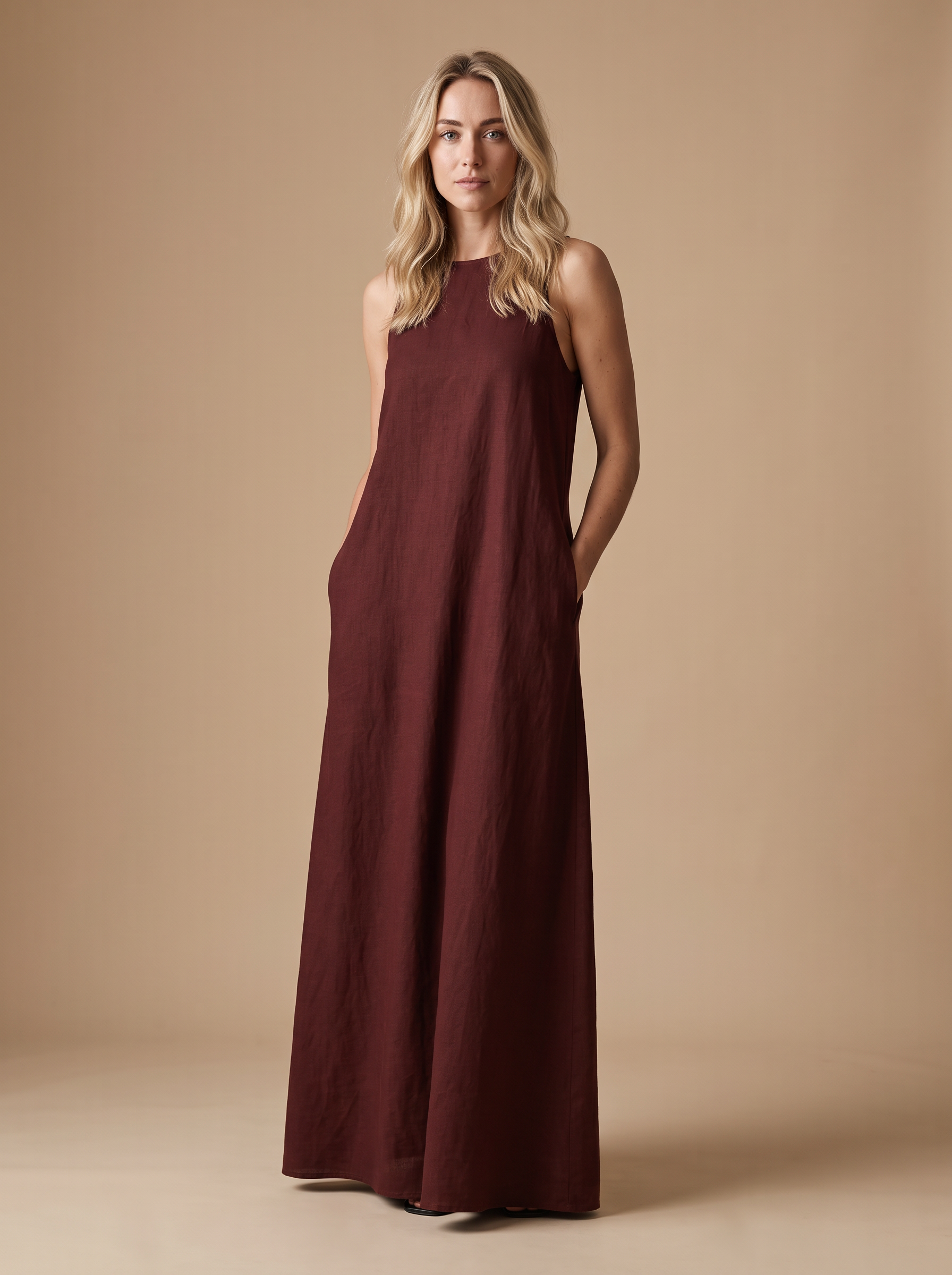 Robe Maxi Femme – Navy Flow