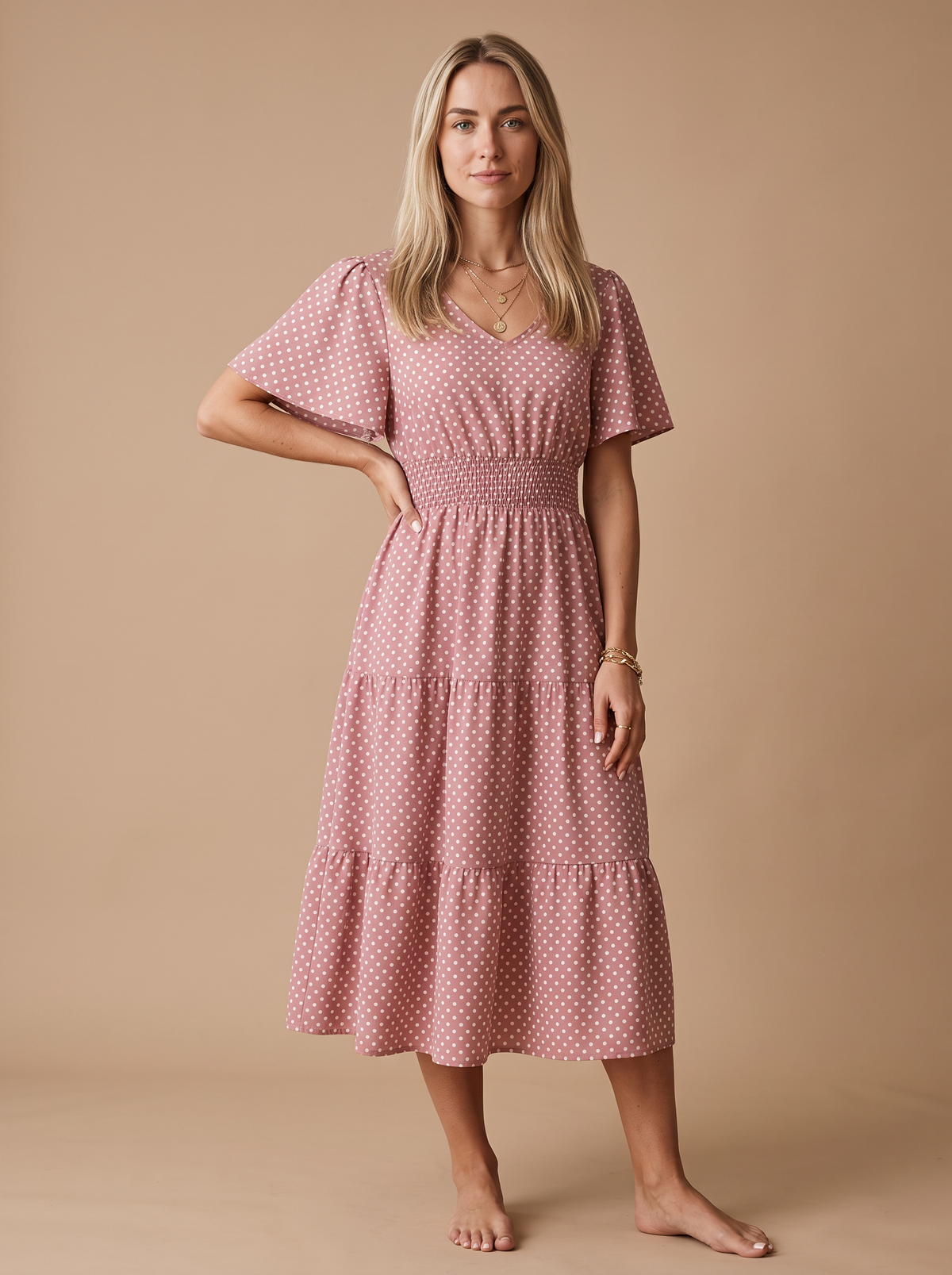 Vestido midi de mujer Polka Musa en rosa