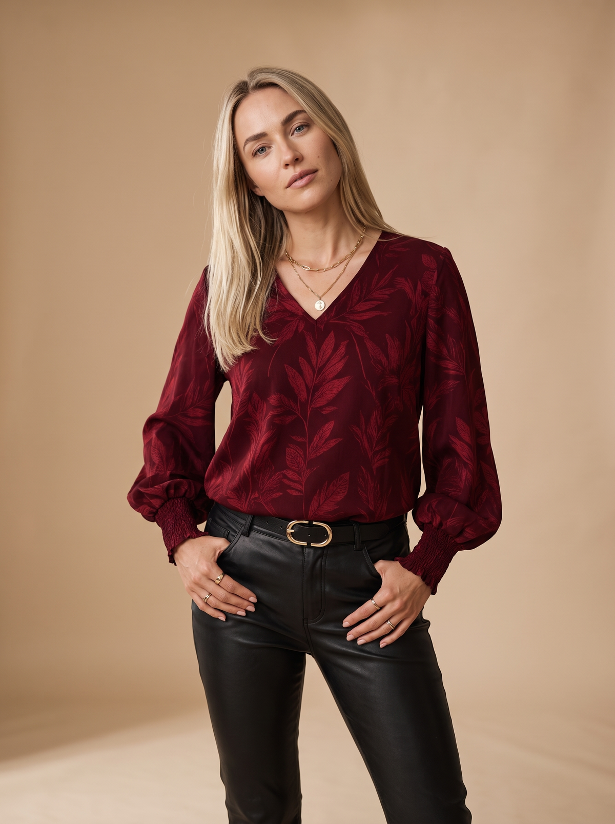 Leaf Blouse-Camisa de mujer