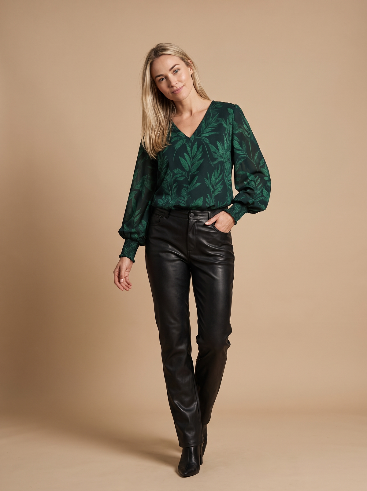 Leaf Blouse-Camisa de mujer