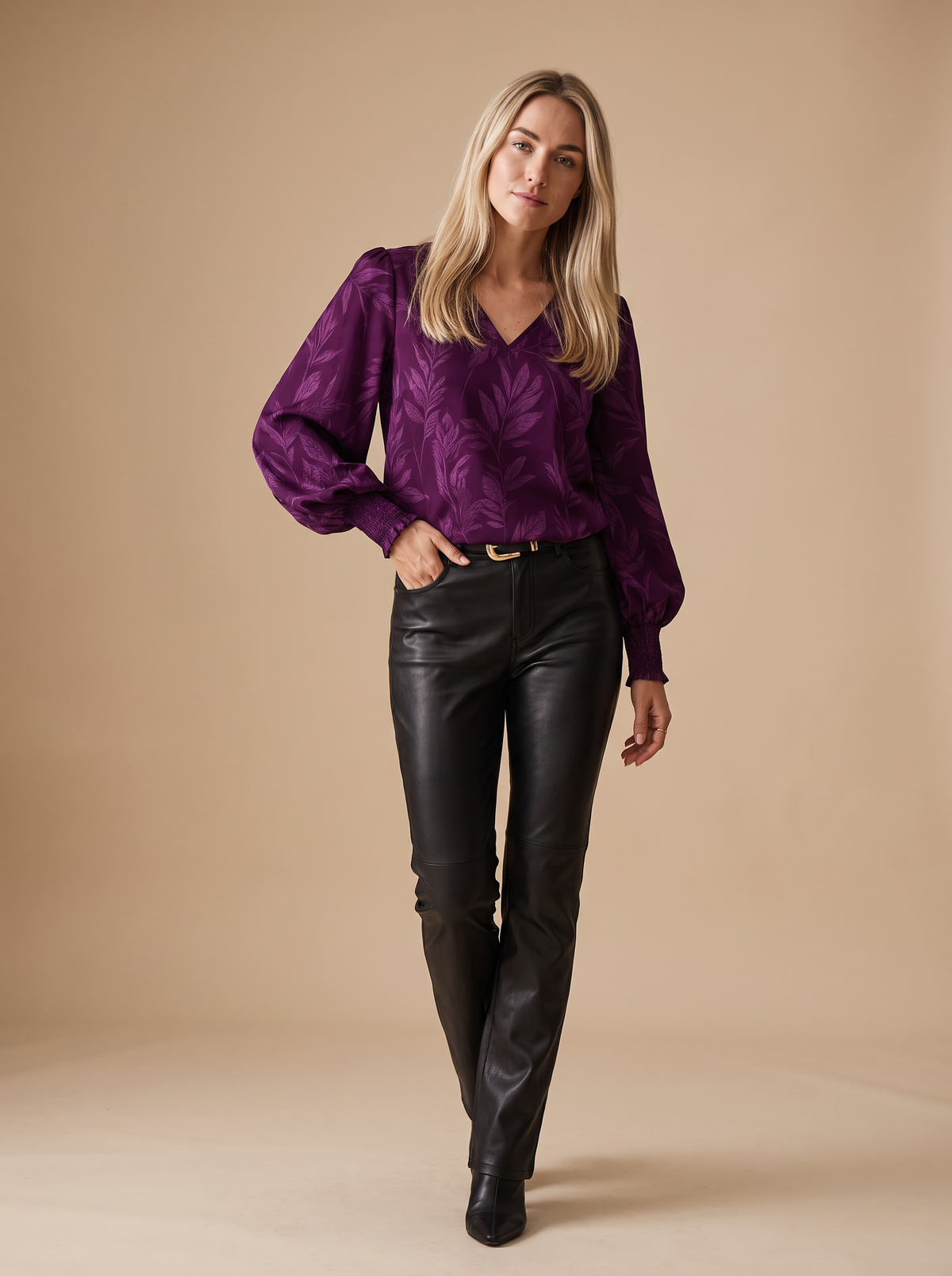 Leaf Blouse-Camisa de mujer
