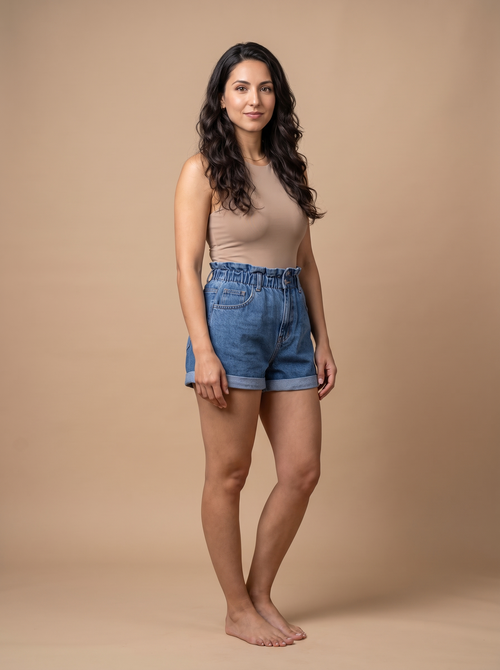 Pantalon corto de mujer Denim Shorts en azul marino