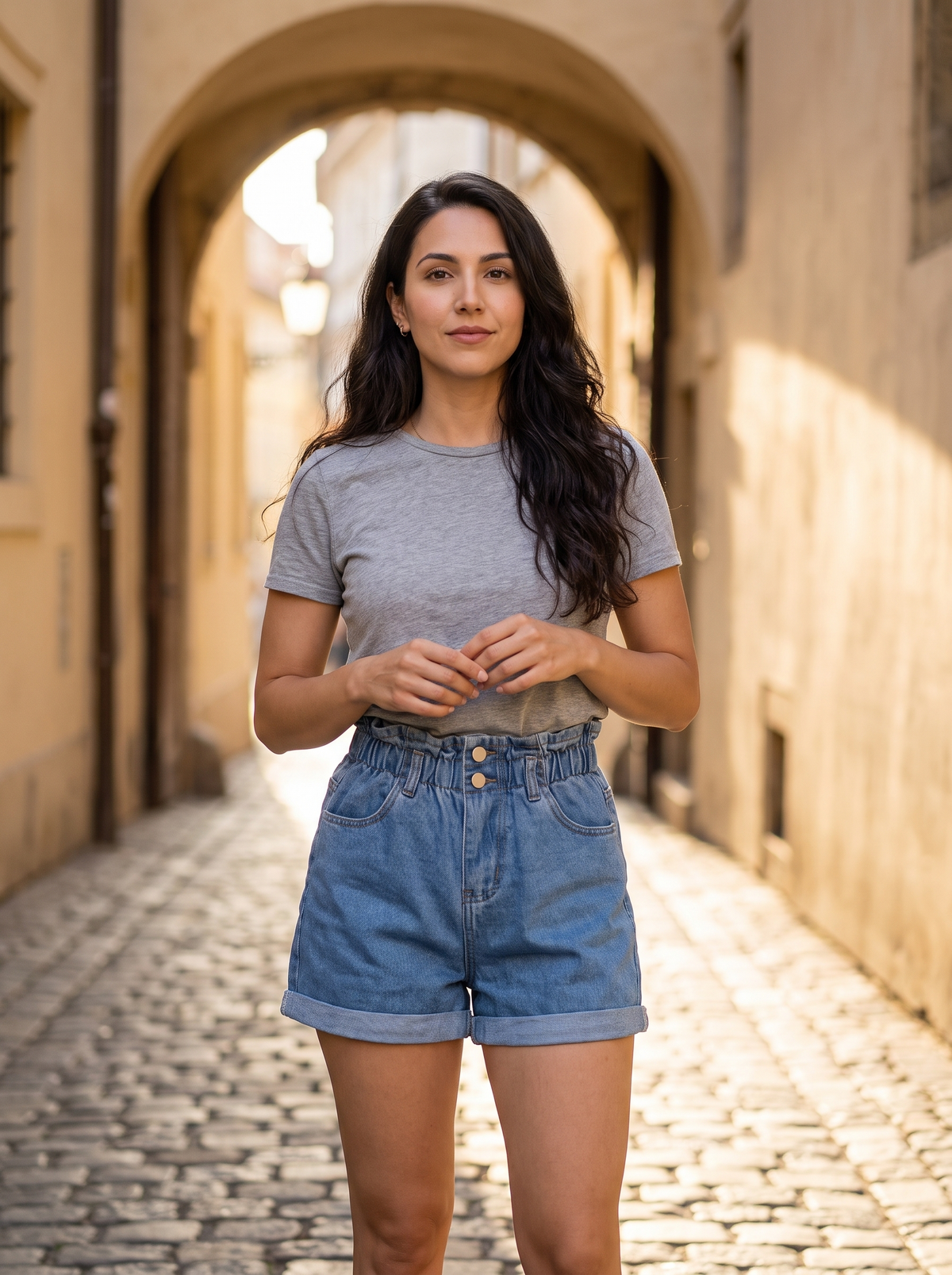 Denim Shorts-Pantalon corto de mujer