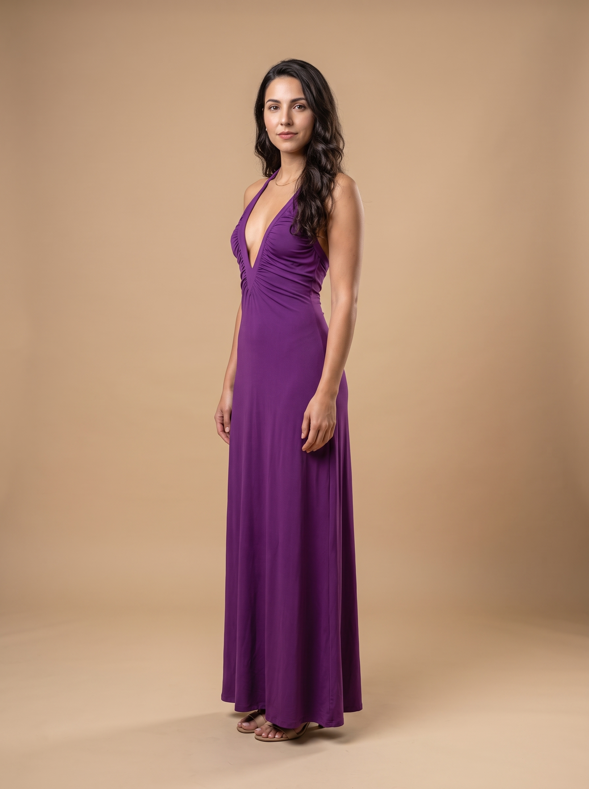 Halter Flow-Vestido maxi de mujer