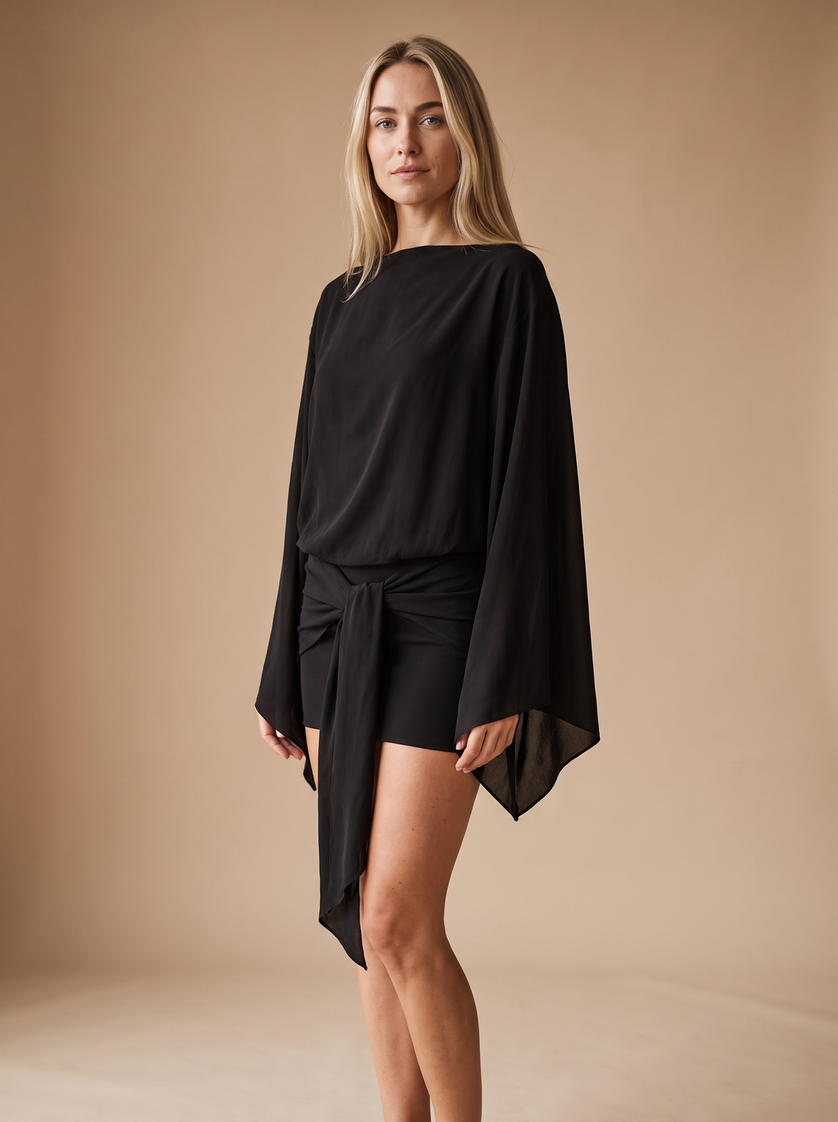 Draped Cape-Vestido mini de mujer