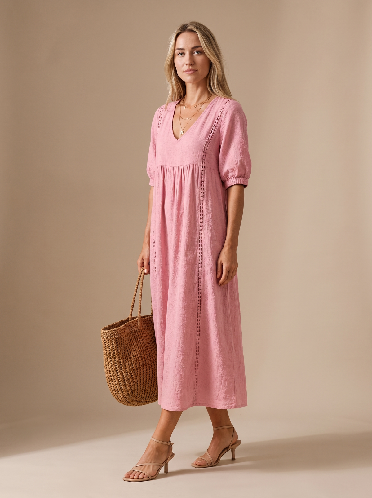 Meadow Linen-Vestido midi de mujer
