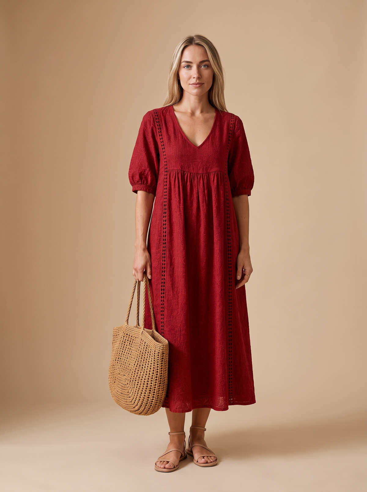 Meadow Linen-Vestido midi de mujer