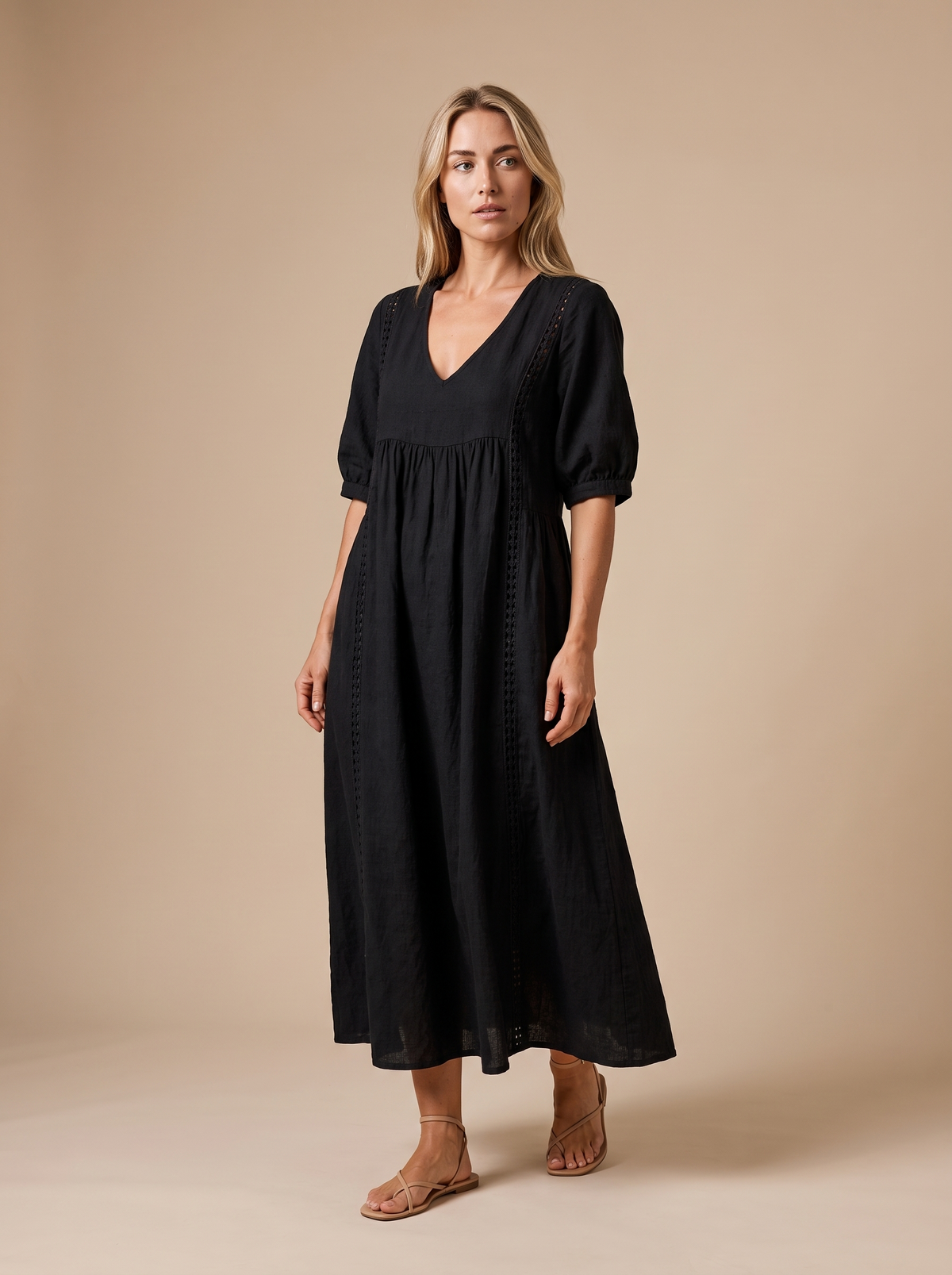 Meadow Linen-Vestido midi de mujer