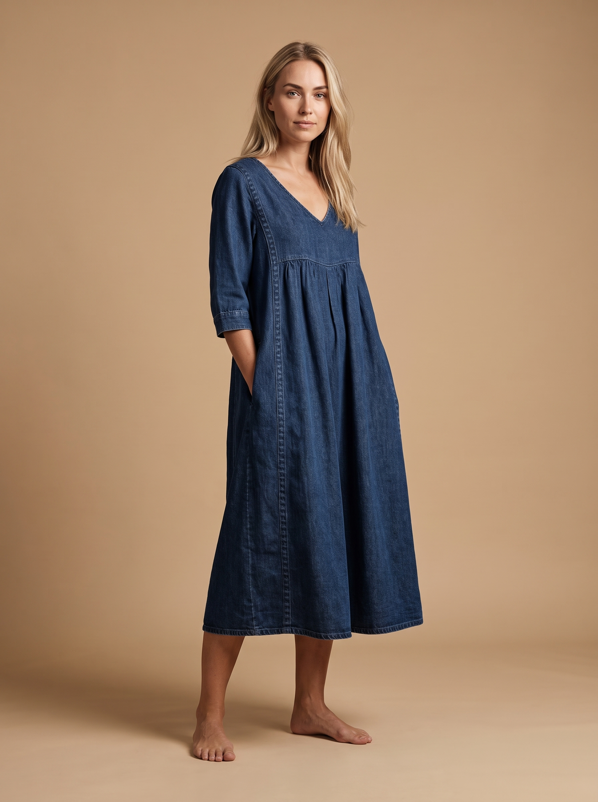 Meadow Linen-Vestido midi de mujer