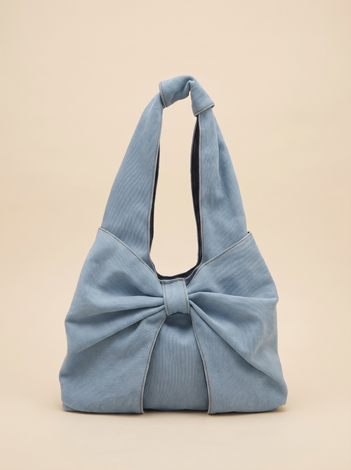 Bolso Denim Knot Hobo en azul cielo
