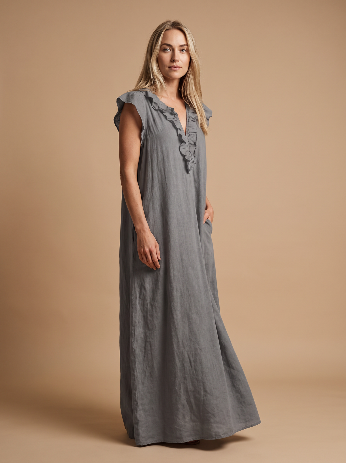 Ruffle Palazzo-Vestido maxi de mujer