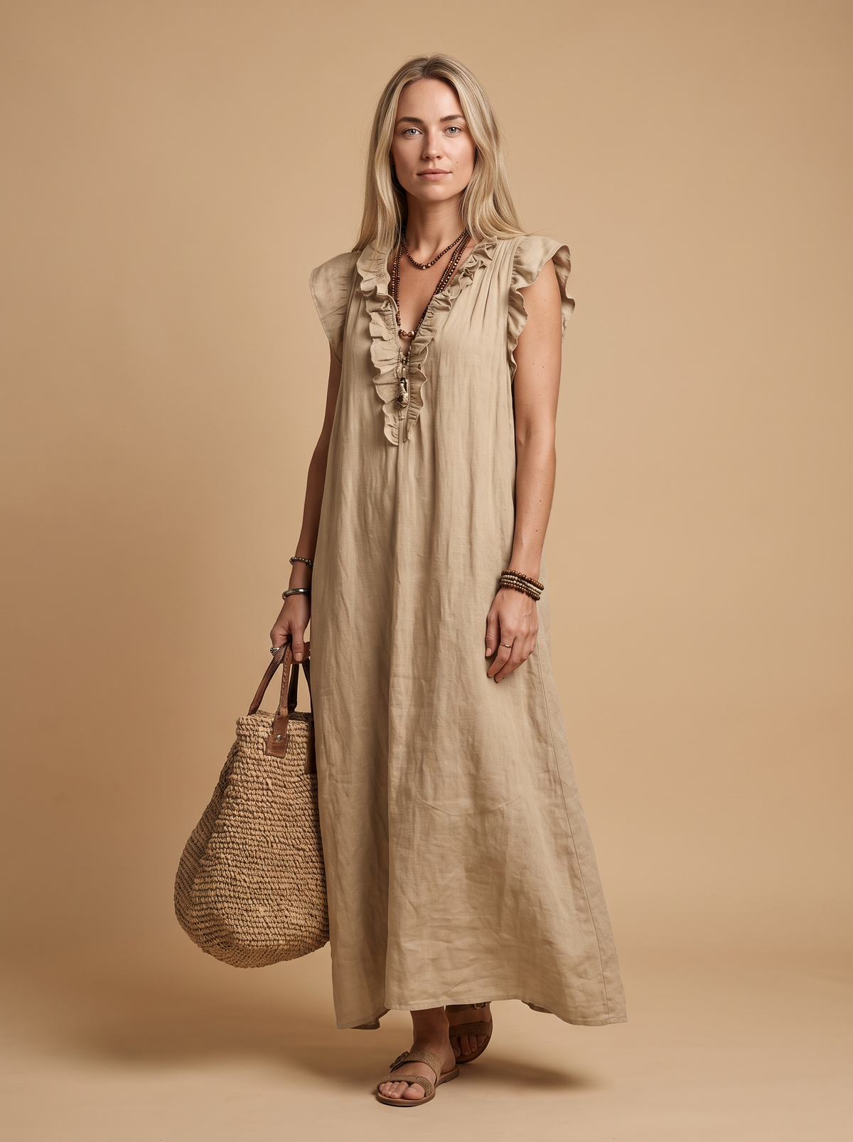 Ruffle Palazzo-Vestido maxi de mujer