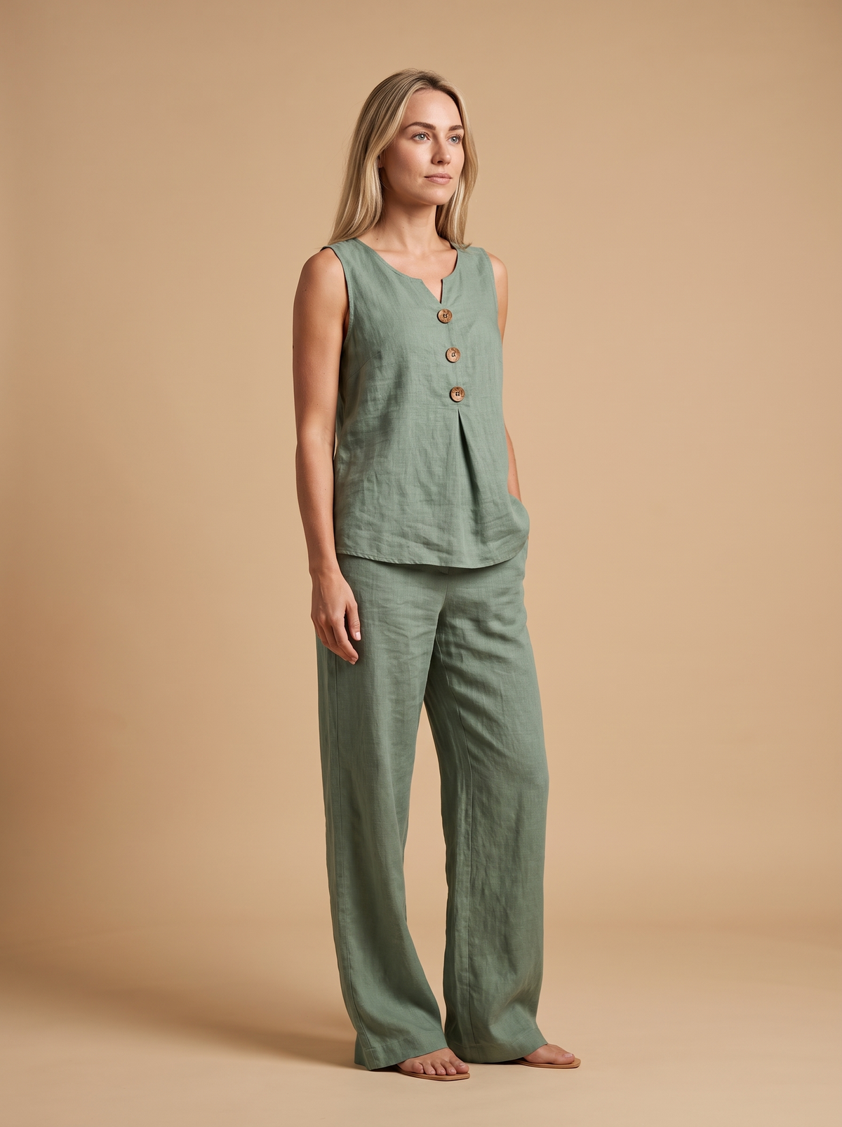 Linen Button Set-Conjuntos