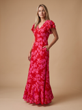 Floral Fuchsia Maxi-Vestido maxi de mujer