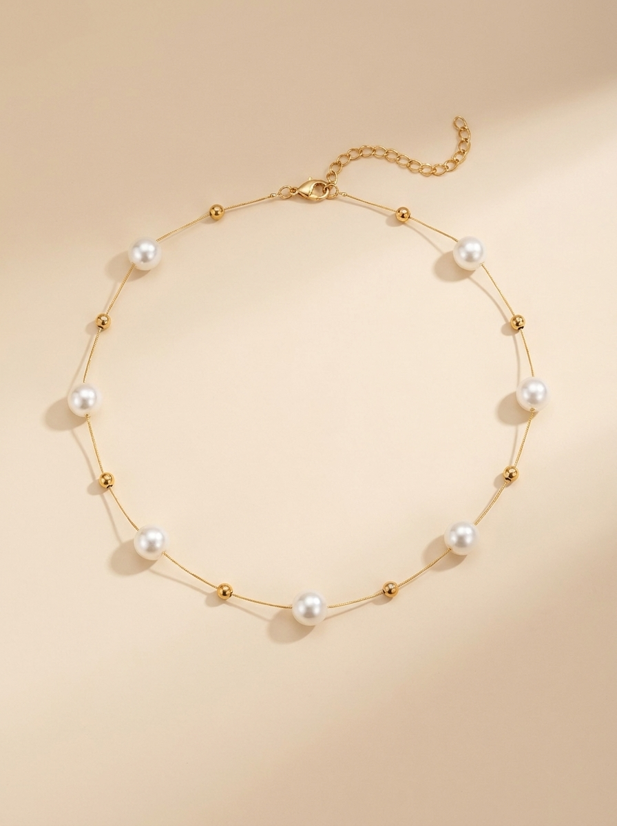 Pearl Station Necklace-Collar