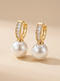 Pearl Drop Hoops-Pendientes