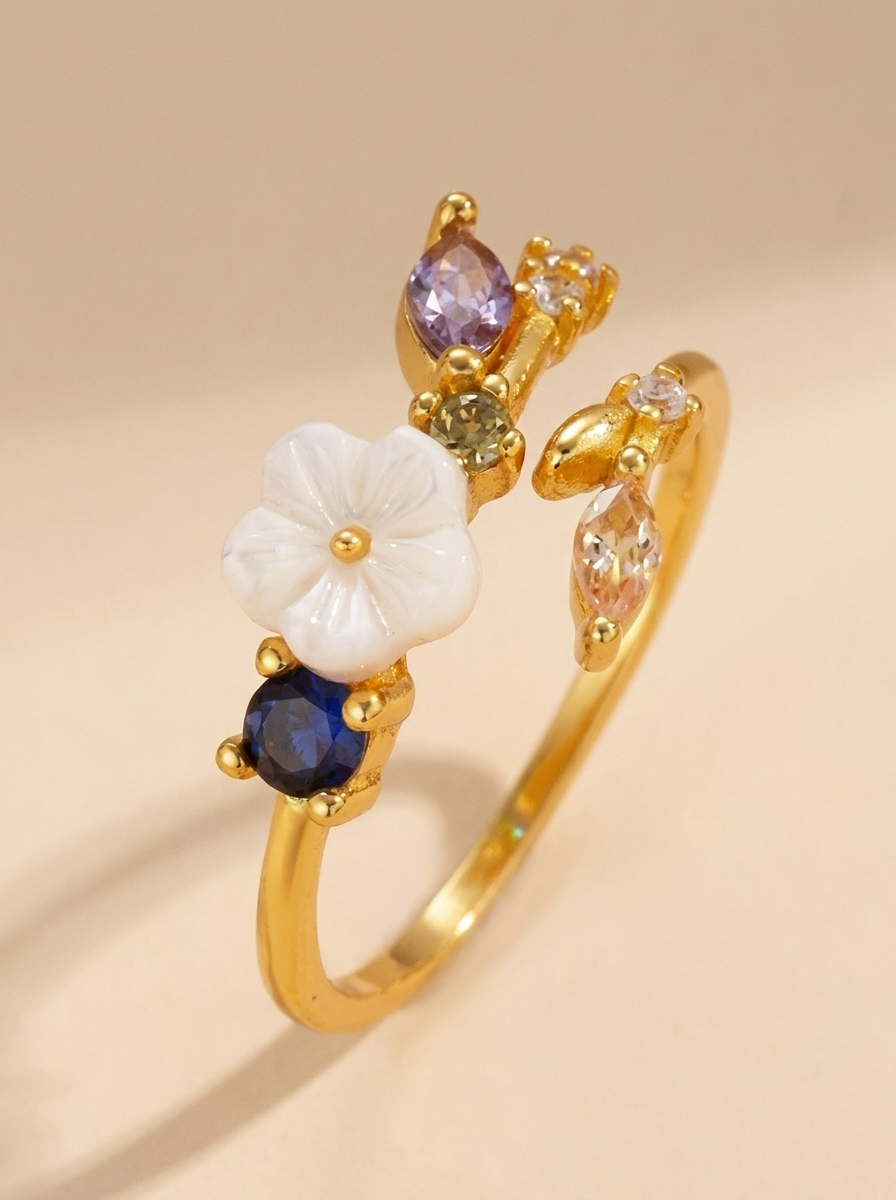 Pearl Flower Ring-Anillo