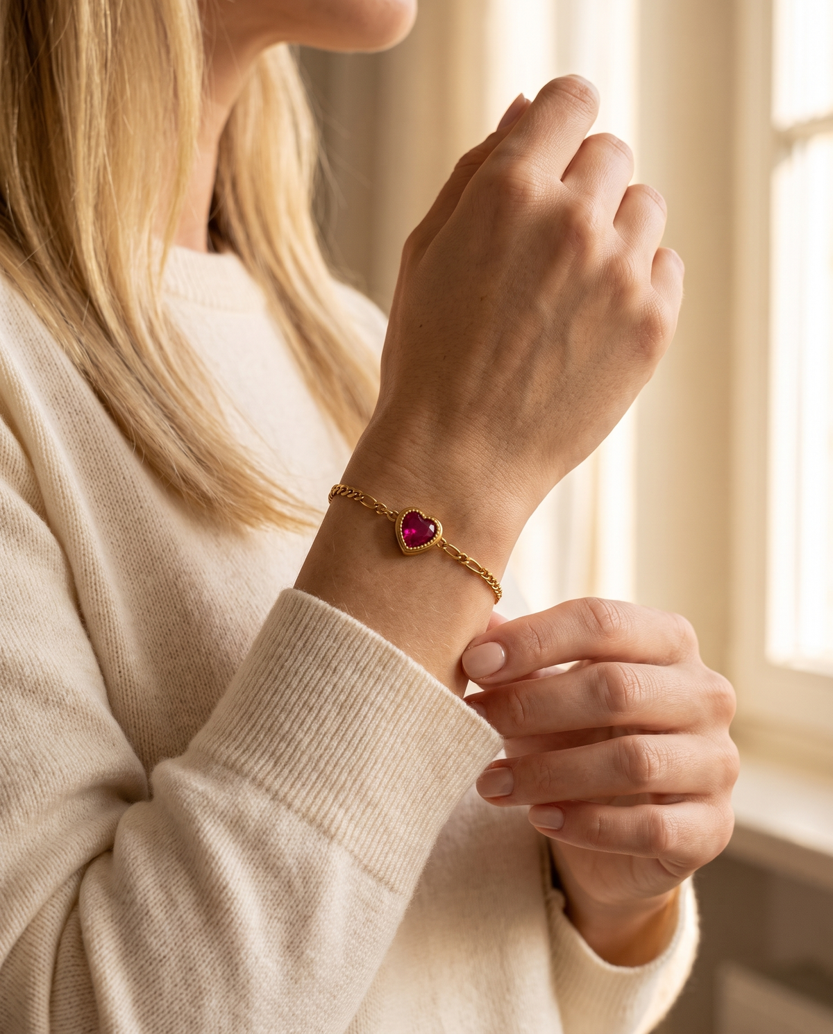Pulsera Heart Charm en rojo, vista 2