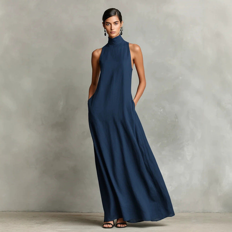 Vestido maxi de mujer-Navy Flow