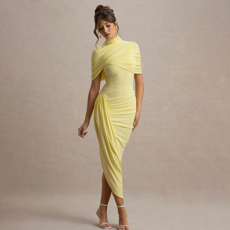 Vestido midi de mujer-Golden Drape