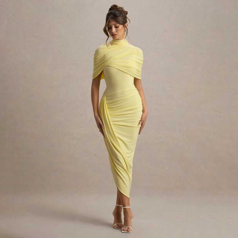 Vestido midi de mujer-Golden Drape