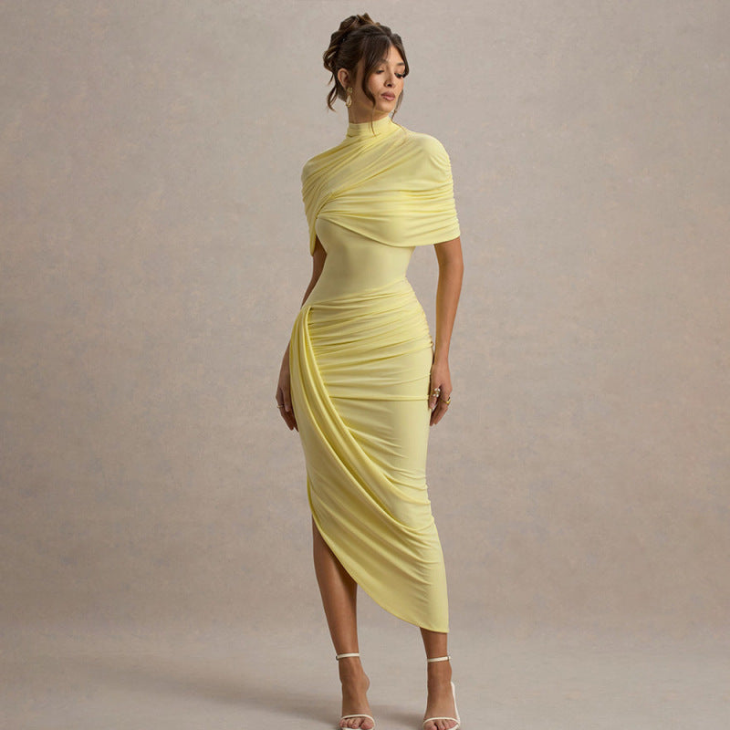 Vestido midi de mujer-Golden Drape