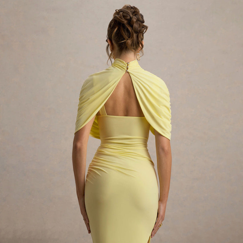 Vestido midi de mujer-Golden Drape