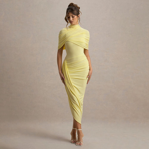 Vestido midi de mujer-Golden Drape